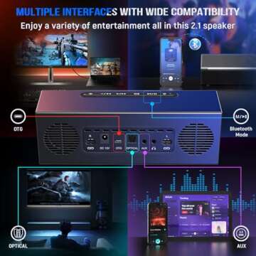 FIFINE Computer Speakers System with Subwoofer, Gaming Speaker for PC with RGB, Volume Control, Monitoring, 3.5mm Aux Input, AC Powered Speakers for Desktop Mobile TV-AmpliGame A22