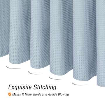 Gibelle Fog Blue Shower Curtain - Luxury Waffle Weave Fabric