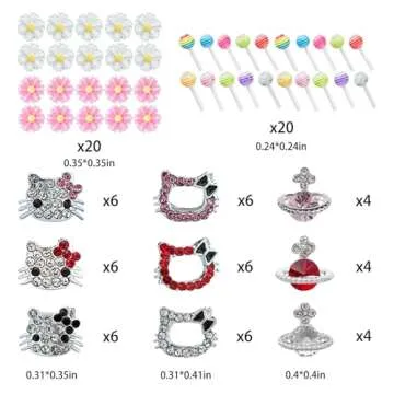 XIYONALI 124PCS Nail Charms for Acrylic Nails - Chic 3D Accessories for Art & Crafts