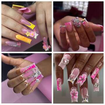 XIYONALI 124pcs Nail Charms for Creative Nail Art