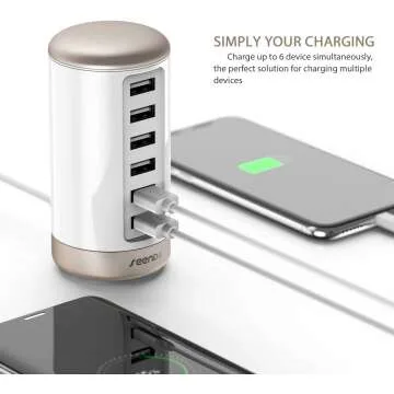 6 Ports USB Charging Station with Smart Tech