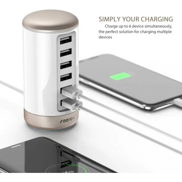 6 Ports USB Charging Station with Smart Tech