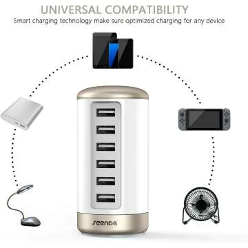6 Ports USB Charging Station with Smart Tech