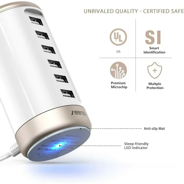 6 Ports USB Charging Station with Smart Tech