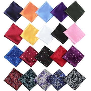 Jeatonge 20 Pack Men's Pocket Squares - Assorted Colors