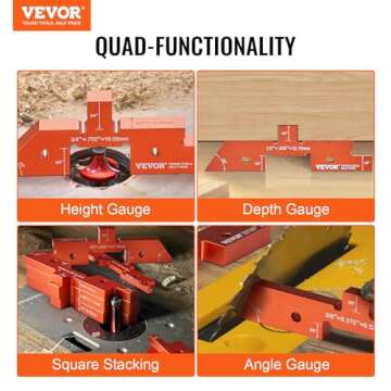 VEVOR Router Table Setup Bars, 14 pcs, Precision Aluminum Setup Blocks Height Gauge Set, with Laser ...