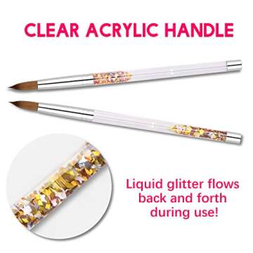 Morovan Glitter Acrylic Nail Brush - Perfect for Nail Art & Extensions with Kolinsky Bristles