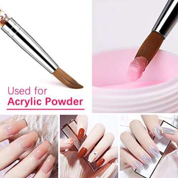 Morovan Acrylic Nail Brush with Glitter Handle - Size 12