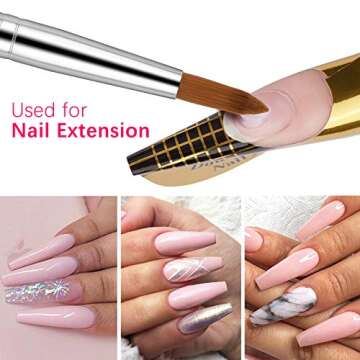 Morovan Acrylic Nail Brush with Glitter Handle - Size 12