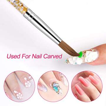 Morovan Acrylic Nail Brush with Glitter Handle - Size 12
