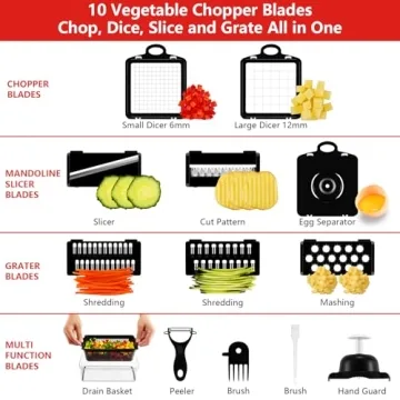 Professional Vegetable Chopper with 9 Blades & Container