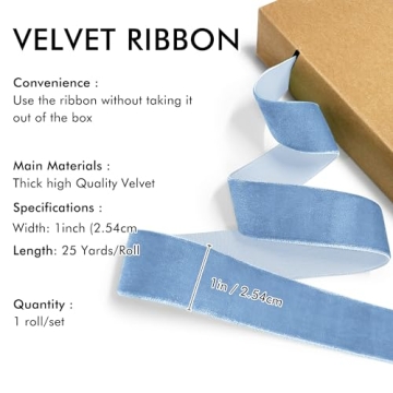 Blue Velvet Ribbon for Gift Wrapping and Decorating