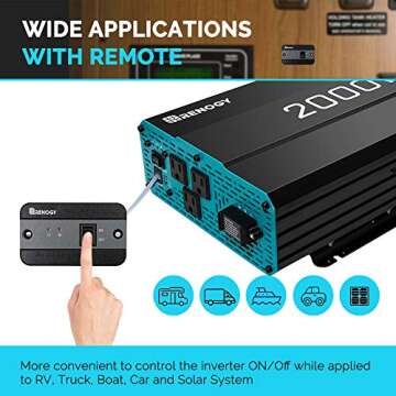 Renogy 2000W 12V Pure Sine Wave Inverter for Solar Power