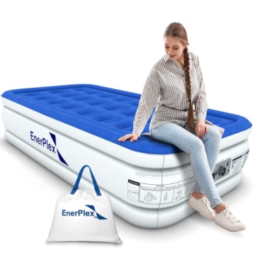 EnerPlex Twin Air Mattress with Built-in Pump - 16 Inch Double Height Inflatable Mattress for Campin...
