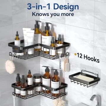 YASONIC Rustproof Stainless Steel Shower Caddy 3-Pack