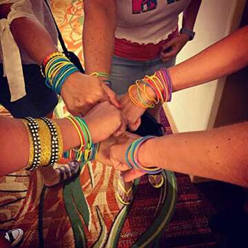 ZAKIA 25pces Mixed Gummy Silicone Wristbands Bracelets Bands Shag Rubber Gummies Bangles Wristbands (Mixed)