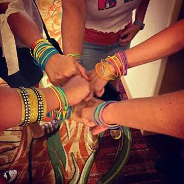 ZAKIA 25pces Mixed Gummy Silicone Wristbands Bracelets Bands Shag Rubber Gummies Bangles Wristbands (Mixed)