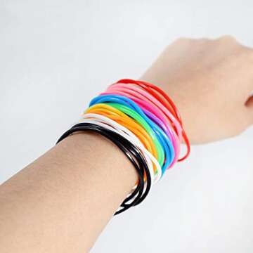 ZAKIA 25pces Mixed Gummy Silicone Wristbands Bracelets Bands Shag Rubber Gummies Bangles Wristbands (Mixed)