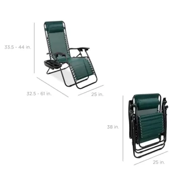 Adjustable Zero Gravity Lounge Chairs with Cup Holders