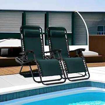 Adjustable Zero Gravity Lounge Chairs with Cup Holders