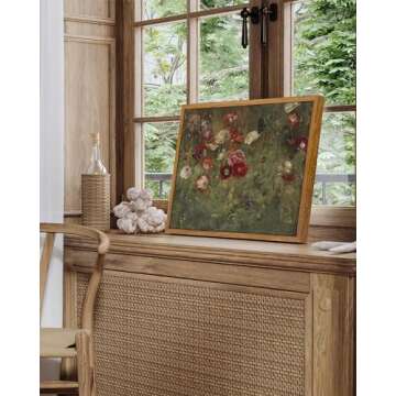 InSimSea Framed Canvas Wall Art Vintage Decor, Classical Flower Paintings Vintage Wall Art Decor for...