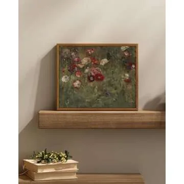 InSimSea Framed Canvas Wall Art Vintage Decor, Classical Flower Paintings Vintage Wall Art Decor for Living Room, Retro Nature Floral Art Work Wall Decorations for Bedroom Home Wall Decor, 9"x11"