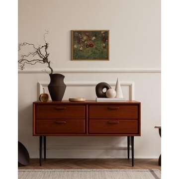 InSimSea Framed Canvas Wall Art Vintage Decor, Classical Flower Paintings Vintage Wall Art Decor for Living Room, Retro Nature Floral Art Work Wall Decorations for Bedroom Home Wall Decor, 9"x11"