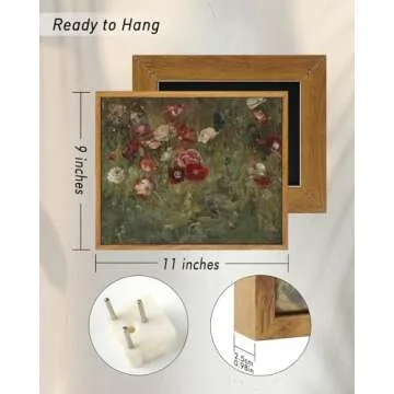 InSimSea Framed Canvas Wall Art Vintage Decor, Classical Flower Paintings Vintage Wall Art Decor for Living Room, Retro Nature Floral Art Work Wall Decorations for Bedroom Home Wall Decor, 9"x11"
