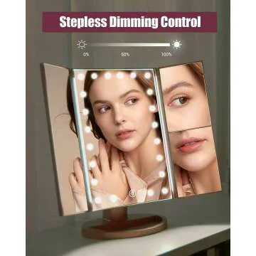 Lighted Tri-Fold Makeup Mirror with LED Lights