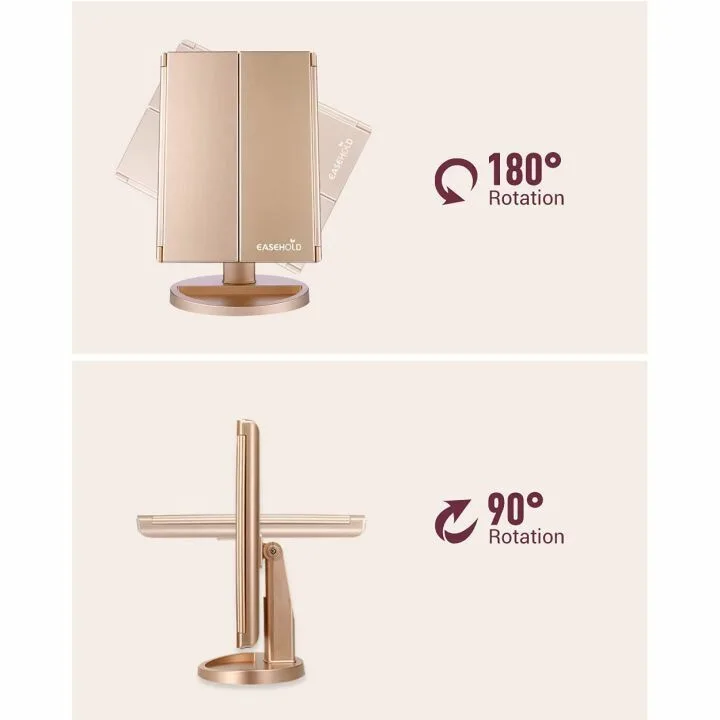 Lighted Tri-Fold Makeup Mirror with LED Lights