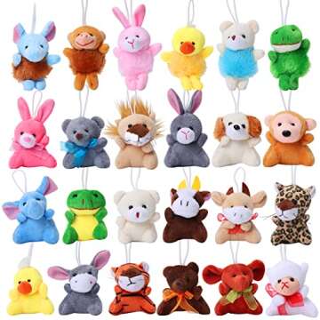 NEWBEA 24 Pcs Filled Easter Eggs with Plush Animal Toys,Plastic Easter Eggs with Toys Basket Stuffers Fillers, Classroom Prize Supplies