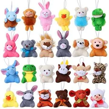 NEWBEA 24 Pcs Filled Easter Eggs with Plush Animal Toys,Plastic Easter Eggs with Toys Basket Stuffers Fillers, Classroom Prize Supplies