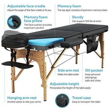 Luxton Memory Foam Massage Table Portable Flexible Comfort