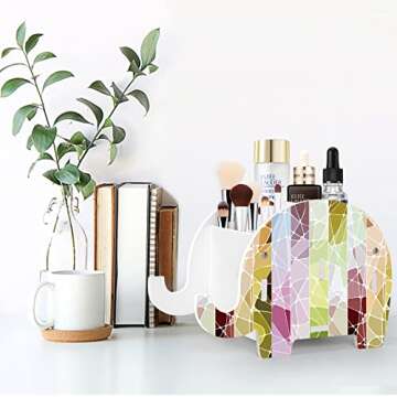 MOKANI Pen Pencil Holder for Desk Cute Elephant Gifts Desk Organizer Marker Makeup Brush Holders Wor...