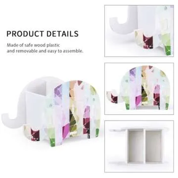 MOKANI Pen Pencil Holder for Desk Cute Elephant Gifts Desk Organizer Marker Makeup Brush Holders Workspace Organizers Office Decor Accessories with Phone Stand Christmas Gifts For Women Men Adults