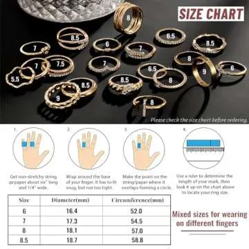 KISS WIFE Gold Knuckle Rings Set for Women, Dainty Simple Trendy Cute Stackable Finger Rings Pack, Perfect for Stacking Layering on Thumb and Knuckle, Mixed Size, Jewelry Gift (Sparkling)