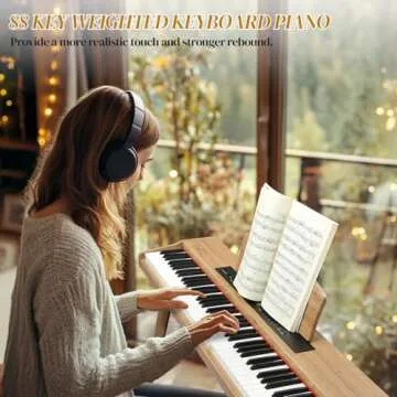 Ktaxon 88 Key Keyboard Piano Set - Full Size Digital Piano with Multi-Adjustable Height Bench, Profe...