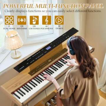 Ktaxon 88 Key Digital Piano Set for Beginners - Wood Finish