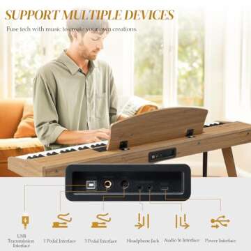 Ktaxon 88 Key Digital Piano Set for Beginners - Wood Finish