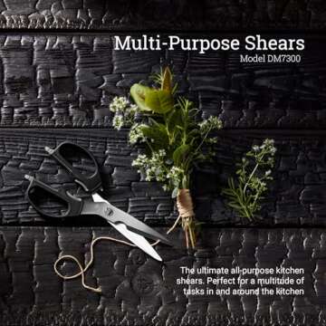 Shun Multi Purpose Kitchen Shears, Heavy Duty Cooking Scissors, Durable 420J2 Stainless Steel, Detac...