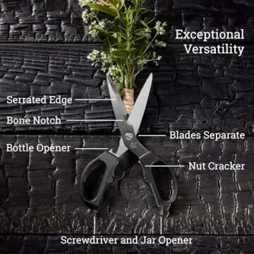 Shun Multi Purpose Kitchen Shears, Heavy Duty Cooking Scissors, Durable 420J2 Stainless Steel, Detachable Blades for Easy Cleaning, Kitchen Shears for Professional and Home Chefs