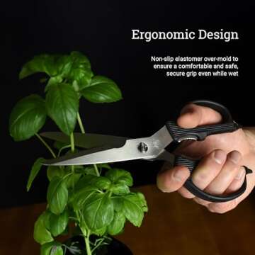 Shun Multi Purpose Kitchen Shears, Heavy Duty Cooking Scissors, Durable 420J2 Stainless Steel, Detachable Blades for Easy Cleaning, Kitchen Shears for Professional and Home Chefs