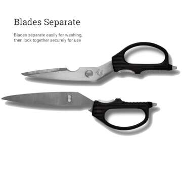 Shun Multi Purpose Kitchen Shears, Heavy Duty Cooking Scissors, Durable 420J2 Stainless Steel, Detachable Blades for Easy Cleaning, Kitchen Shears for Professional and Home Chefs