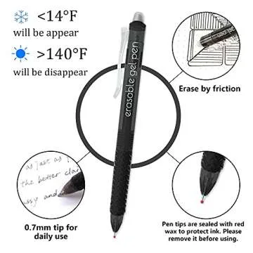 Vanstek 18 Pack Retractable Erasable Gel Pens Clicker, 9 Black & 9 Blue, Fine Point(0.7), Make Mistakes Disappear, Premium Comfort Grip Black & Blue Ink for Writting, Note Taking and Crossword Puzzles