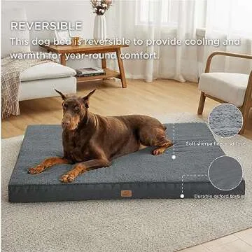 Bedsure Jumbo Dog Bed for Large Dogs - XXL Orthopedic Waterproof Puppy Bed with Removable Washable C...