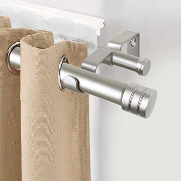 TONIAL1 Inch Double Curtain Rods for Windows 66 to 120 Inches (6-12ft), Heavy Duty Decorative Drapery Rod for 32 to 144 Inches (5.75-11.7ft) with Classic Cap Finial, Silver