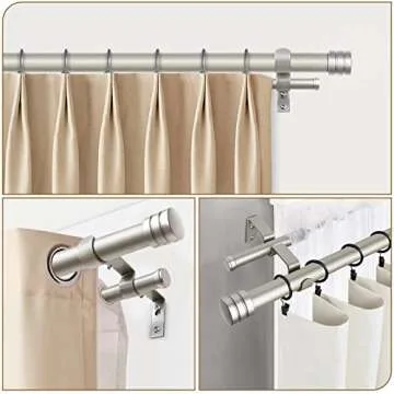 TONIAL1 Inch Double Curtain Rods for Windows 66 to 120 Inches (6-12ft), Heavy Duty Decorative Drapery Rod for 32 to 144 Inches (5.75-11.7ft) with Classic Cap Finial, Silver