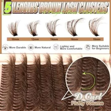 Pleell Brown Lash Clusters Fluffy Cluster Eyelash Extensions 50D Natural Eyelash Clusters 10-18MM 18...