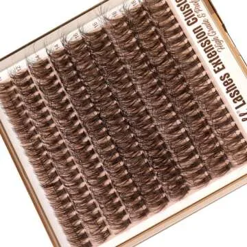 Pleell Brown Lash Clusters Fluffy Cluster Eyelash Extensions 50D Natural Eyelash Clusters 10-18MM 180Pcs Brown Wispy Cluster Individual Lashes DIY Eyelashes Extension at Home