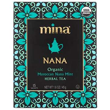 Mina Nana Organic Moroccan Mint Herbal Tea, 15 Biodegradable Sachets (Pack of 6) - Refreshing Morocc...